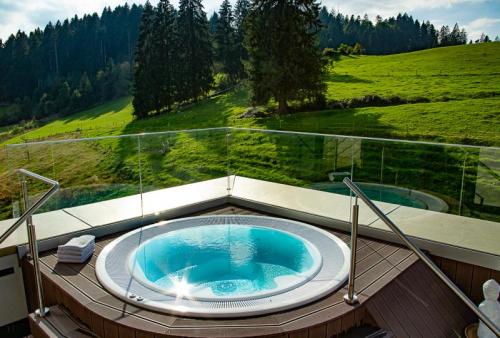 Jacuzzi, Natur, heiß, entspannen, Hotel edita, Urlaub, Bodenseenähe, Berge, Allgäu